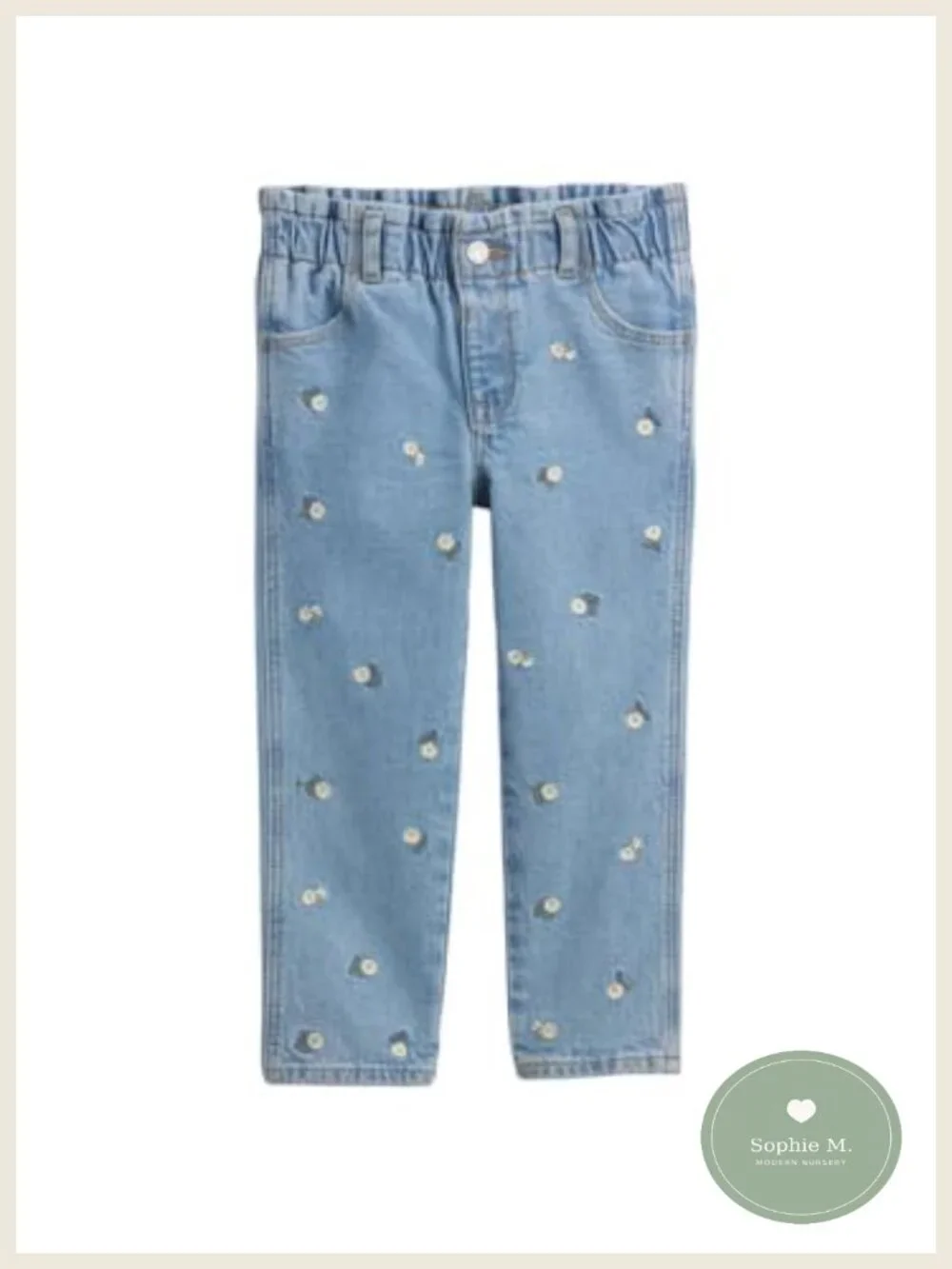 Toddler Embroidered Denim Jeans Baby Girls Stretch Cotton